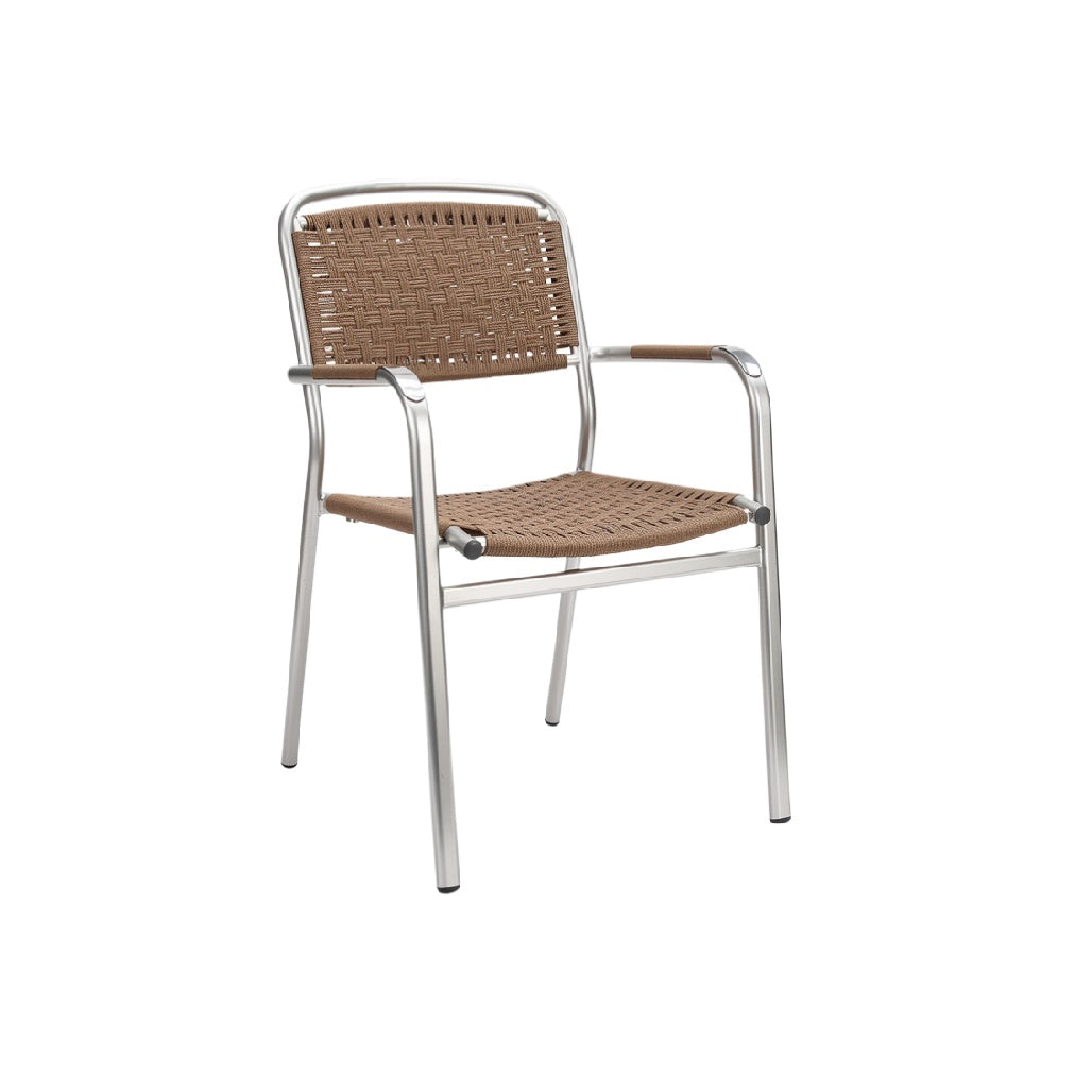 Modern Aluminum-framed Outdoor Chair with Woven Seat